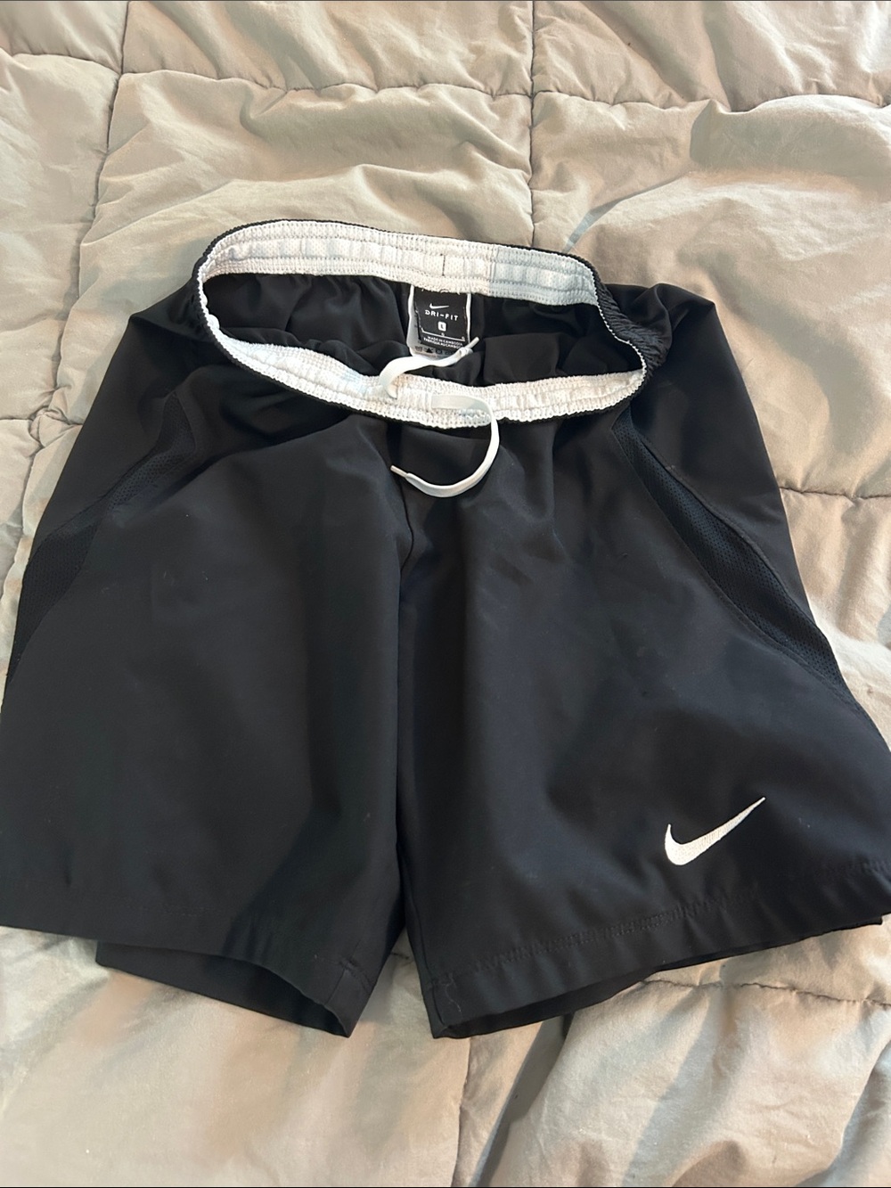 Nike Black Shorts with White Waistband and Swoosh